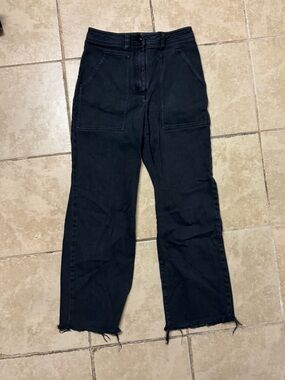Wilfred Free Cropped Jeans Size 6 | Black High Rise Utility Denim